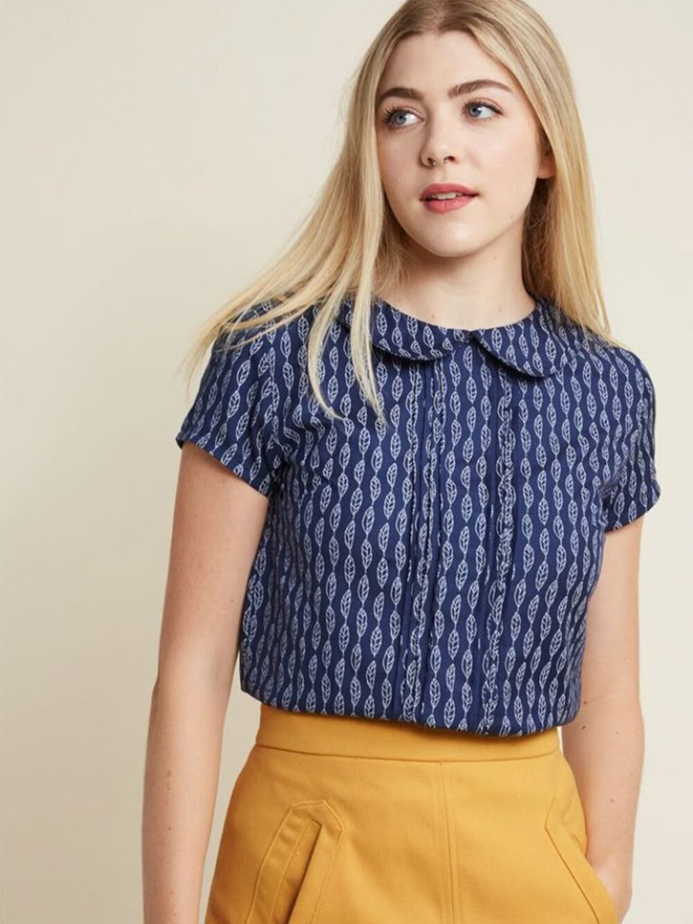 NWT Circus Women's Blouse Top Short Sleeve Classic Peter Pan Collar Navy Size 18